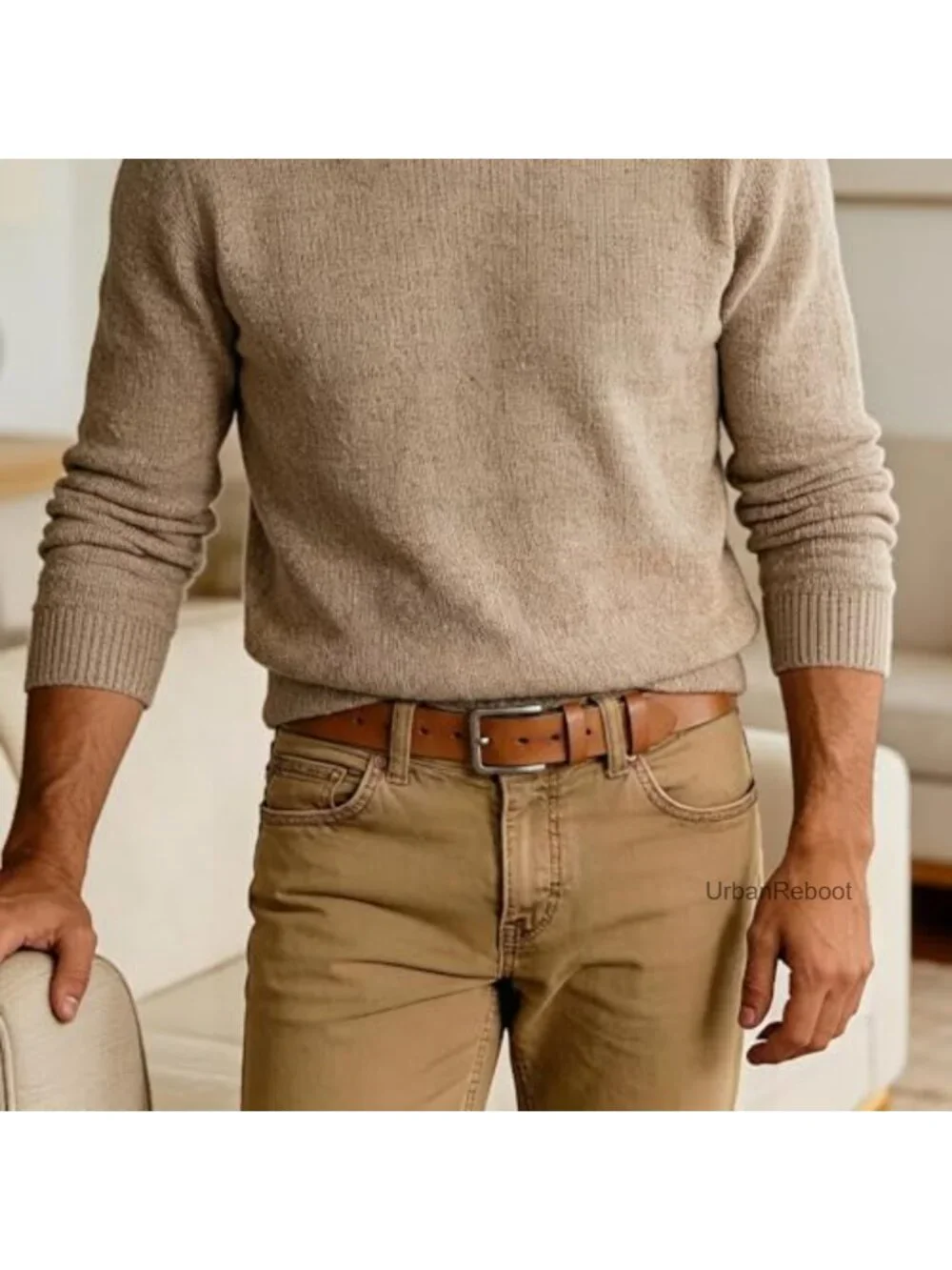 Men's Full Grain Genuine Leather Belt Heavy Duty Work Casual Everyday Belt